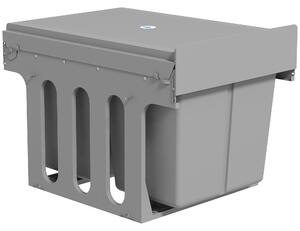 HOMCOM Pattumiera Estraibile Sottolavello da 31L con 3 Secchi Rimovibili e Piano Superiore, Grigio Chiaro | Aosom Italy