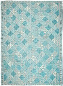 Tappeto Kilim Afghanistan Geometrico Turchese Azzurro 292x405 Cm