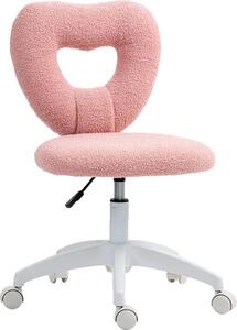 Sedia da ufficio, regolabile in altezza, schienale a forma di cuore, rosa