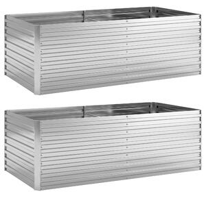 Outsunny Set di 2 Aiuole Rialzate in Metallo Galvanizzato con Bordo Sicuro, Fioriera Elevata per Verdure, Argento | Aosom Italy