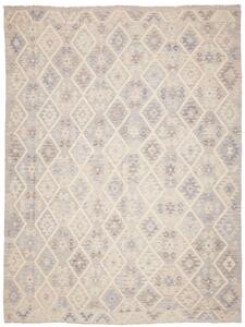Tappeto Kilim Afghanistan Geometrico Avorio Blu 257x342 Cm