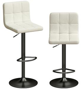HOMCOM Set 2 Sgabelli da Bar Regolabili con Poggiapiedi, in Pelle PU e Acciaio, 39.5x44x88-110 cm, Crema | Aosom Italy