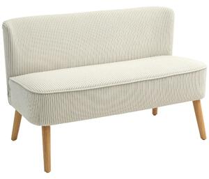 HOMCOM Divano 2 posti Imbottitura Morbida, Rivestimento Facile da Pulire e Portata fino a 150 kg, 117x56,5x77 cm, Bianco Crema | Aosom Italy
