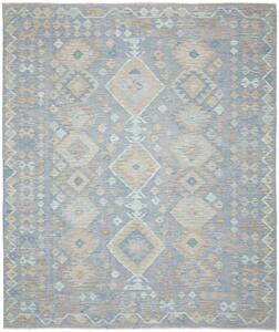Tappeto Kilim Afghanistan Geometrico Azzurro Beige 245x289 Cm