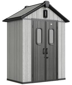 Outsunny Capanno Giardino 160L x 98P x 217A cm, Plastica, Doppie Porte Bloccabili, Grigio | Aosom Italy