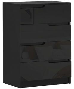 HOMCOM Cassettiera 4 Cassetti Moderna e Minimal in Legno, 60x40x85 cm, Nero Lucido | Aosom Italy