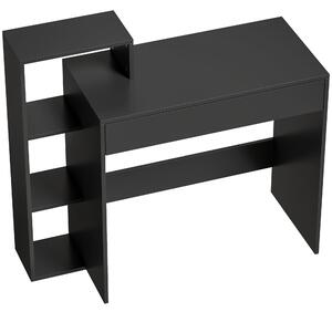 HOMCOM Scrivania PC Moderna con 3 Ripiani Aperti e Cassetto, in Legno Nero, 100x40x90 cm | Aosom Italy
