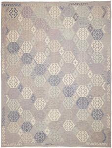 Tappeto Kilim Afghanistan Astratto Lilla Blu 301x389 Cm
