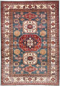Tappeto Kazak Fine Pakistan Astratto Blu Rosso 150x219 Cm
