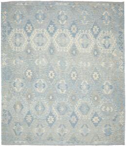 Tappeto Kilim Afghanistan Geometrico Blu Grigio 264x303 Cm