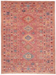 Tappeto Kazak Fine Pakistan Medaglione Rosso Bordeaux Blu 150x201 Cm
