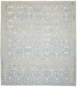Tappeto Kilim Afghanistan Geometrico Azzurro Beige 261x289 Cm