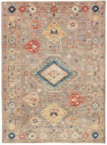 Tappeto Kazak Fine Pakistan Medaglione Grigio Rosso 151x206 Cm