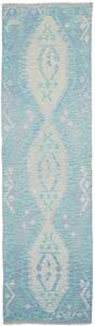 Tappeto Kilim Afghanistan Astratto Azzurro Turchese 82x294 Cm