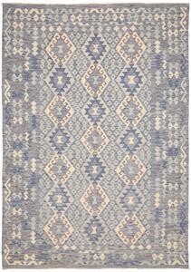 Tappeto Kilim Afghanistan Geometrico Blu Crema 204x291 Cm