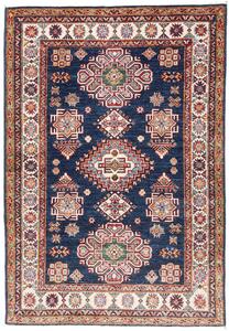 Tappeto Kazak Fine Pakistan Medaglione Blu Rosso 127x182 Cm