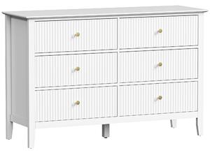 HOMCOM Cassettiera Camera da Letto Scanalato con 6 Cassetti, Maniglie e 5 Gambe per Corridoio Soggiorno Ingresso, Bianco | Aosom Italy