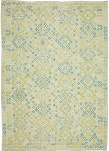 Tappeto Kilim Afghanistan Geometrico Panna Verde 206x296 Cm