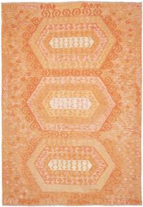 Tappeto Kilim Afghanistan Astratto Arancio Pesca 206x299 Cm