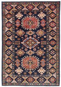 Tappeto Kazak Fine Pakistan Geometrico Blu Rosso 129x187 Cm