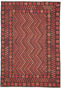 Tappeto Kilim Afghanistan Geometrico Rosso Antracite 200x292 Cm