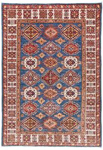 Tappeto Kazak Fine Pakistan Astratto Blu Rosso 123x173 Cm