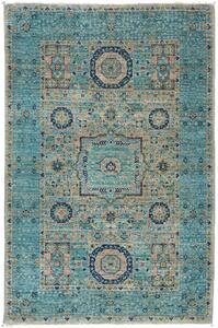 Tappeto Mamlouk Pakistan Geometrico Turchese Beige 80x122 Cm