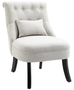 HOMCOM Poltrona Imbottita Morbida con Cuscino Lombare, per Leggere e Riposare, Rivestimento in Tessuto Effetto Lino, 52,5x69x77 cm, Bianco Crema | Aosom Italy