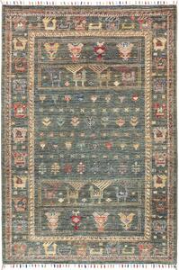 Tappeto Rubin Pakistan Geometrico Verde Petrolio Policromo 102x152 Cm