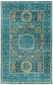 Tappeto Mamlouk Pakistan Geometrico Turchese Blu Beige 77x126 Cm