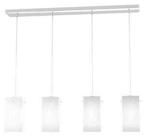Sospensione Contemp Crazy Con Decentratori Metallo Cromo Vetro Bianco 4 Luci E27