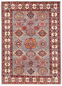 Tappeto Kazak Fine Pakistan Geometrico Grigio Rosso 103x142 Cm