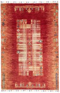 Tappeto Siva Pakistan Geometrico Rosso Beige 100x147 Cm
