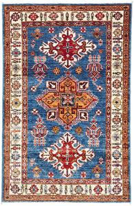 Tappeto Kazak Fine Pakistan Geometrico Blu Rosso 100x158 Cm