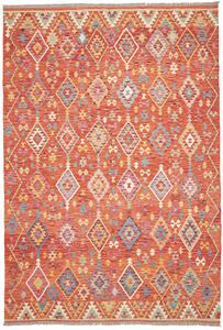 Tappeto Kilim Afghanistan Geometrico Arancio Blu 201x293 Cm