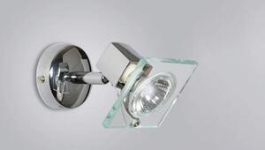 Applique Contemporanea Square Metallo Cromo Vetro Bianco Extrachiaro 1 Luce Gu10