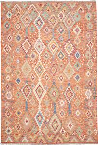 Tappeto Kilim Afghanistan Geometrico Terra Bruciata Azzurro 206x304 Cm