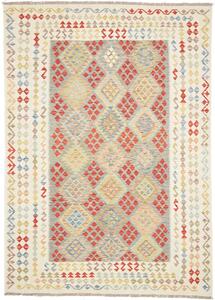 Tappeto Kilim Afghanistan Geometrico Bianco Policromo 207x292 Cm