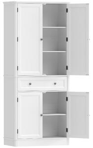 HOMCOM Mobile Cucina con 4 Ante, Cassetto e Ripiani Regolabili, 80x39,5x186,4 cm, Bianco | Aosom Italy