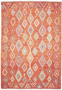 Tappeto Kilim Afghanistan Geometrico Arancione Multicolore 205x300 Cm