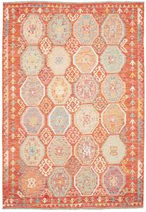 Tappeto Kilim Afghanistan Geometrico Arancione Pastello 198x286 Cm