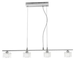 Sospensione Contemporanea Metropolitan Metallo Cromo Vetro Trasparente 4 Luci G9