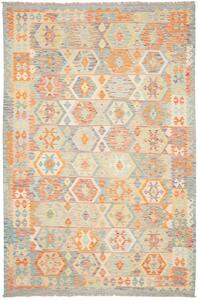 Tappeto Kilim Afghanistan Geometrico Pastello Azzurro 192x289 Cm