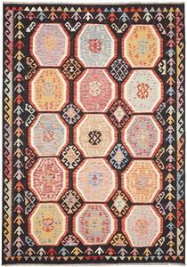 Tappeto Kilim Afghanistan Geometrico Nero Pastello 200x286 Cm