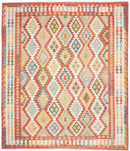 Tappeto Kilim Afghanistan Geometrico Terracotta Multicolore 252x296 Cm