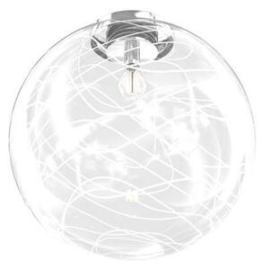 Plafoniera Contemporanea Moon Metallo Cromo Vetro Bianco 1 Luce E27 D.40Cm
