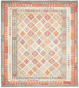 Tappeto Kilim Afghanistan Astratto Multicolore Pastello 256x290 Cm
