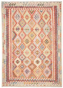 Tappeto Kilim Afghanistan Geometrico Arancio Multicolore Pastello 247x335 Cm