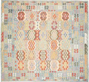 Tappeto Kilim Afghanistan Geometrico Azzurro Multicolore 317x291 Cm