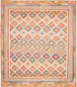 Tappeto Kilim Afghanistan Geometrico Multicolore Caldo 252x292 Cm